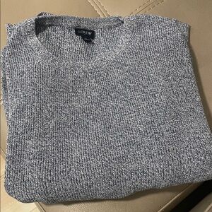 J. Crew Men's Blue and White Crewneck Sweater